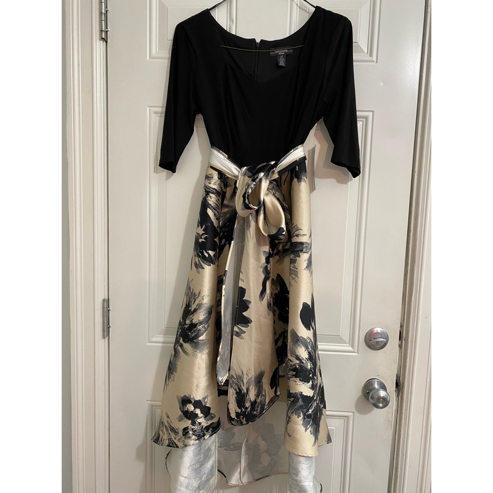 R&M Richards Black and Cream High Low Dress